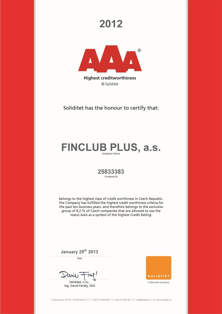 FINCLUB Certificate